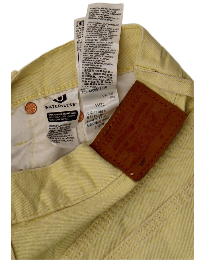 Shorts jeans feminino 501 da LEVI'S W32 grande algodão amarelo
