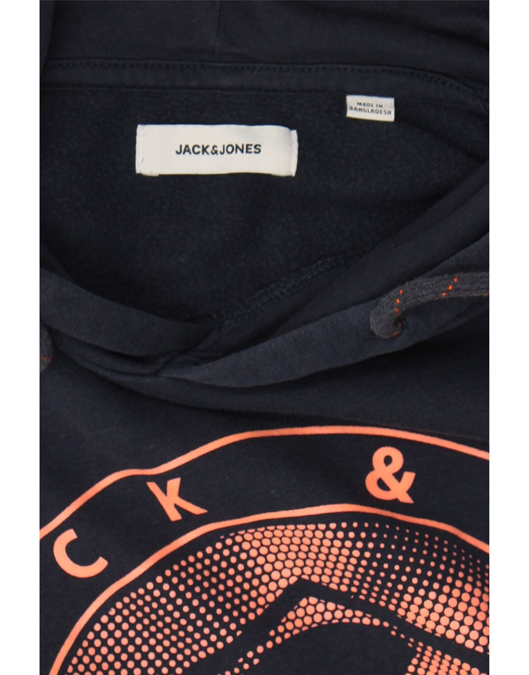 JACK & JONES Mens Graphic Hoodie Jumper Medium Navy Blue Cotton Vintage Jack & Jones and Second-Hand Jack & Jones from Messina Hembry 