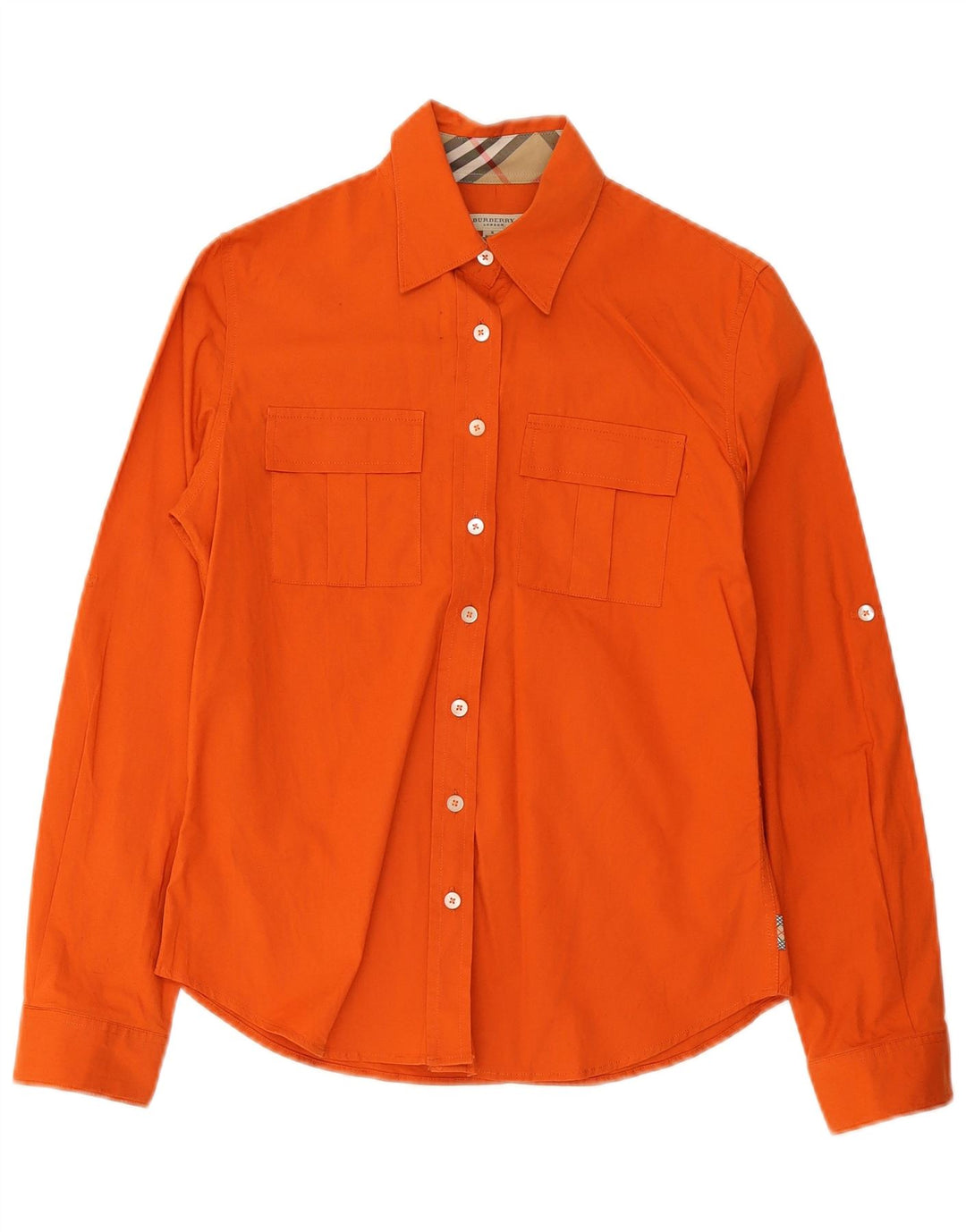 Camisa Feminina Burberry Reino Unido 10 Pequena Algodão Laranja