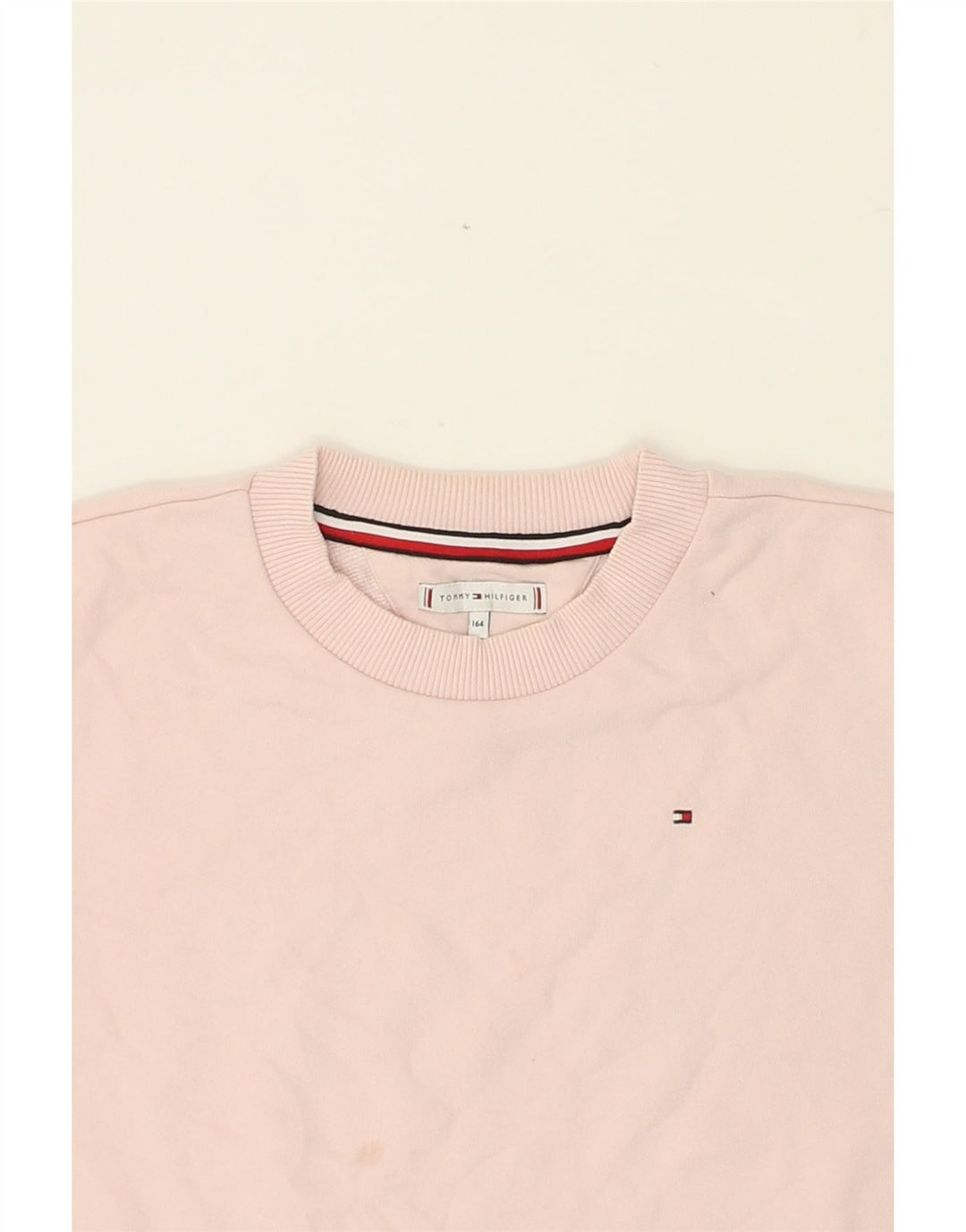 TOMMY HILFIGER Girls Sweatshirt Jumper 13-14 Years Pink Cotton Vintage Tommy Hilfiger and Second-Hand Tommy Hilfiger from Messina Hembry 