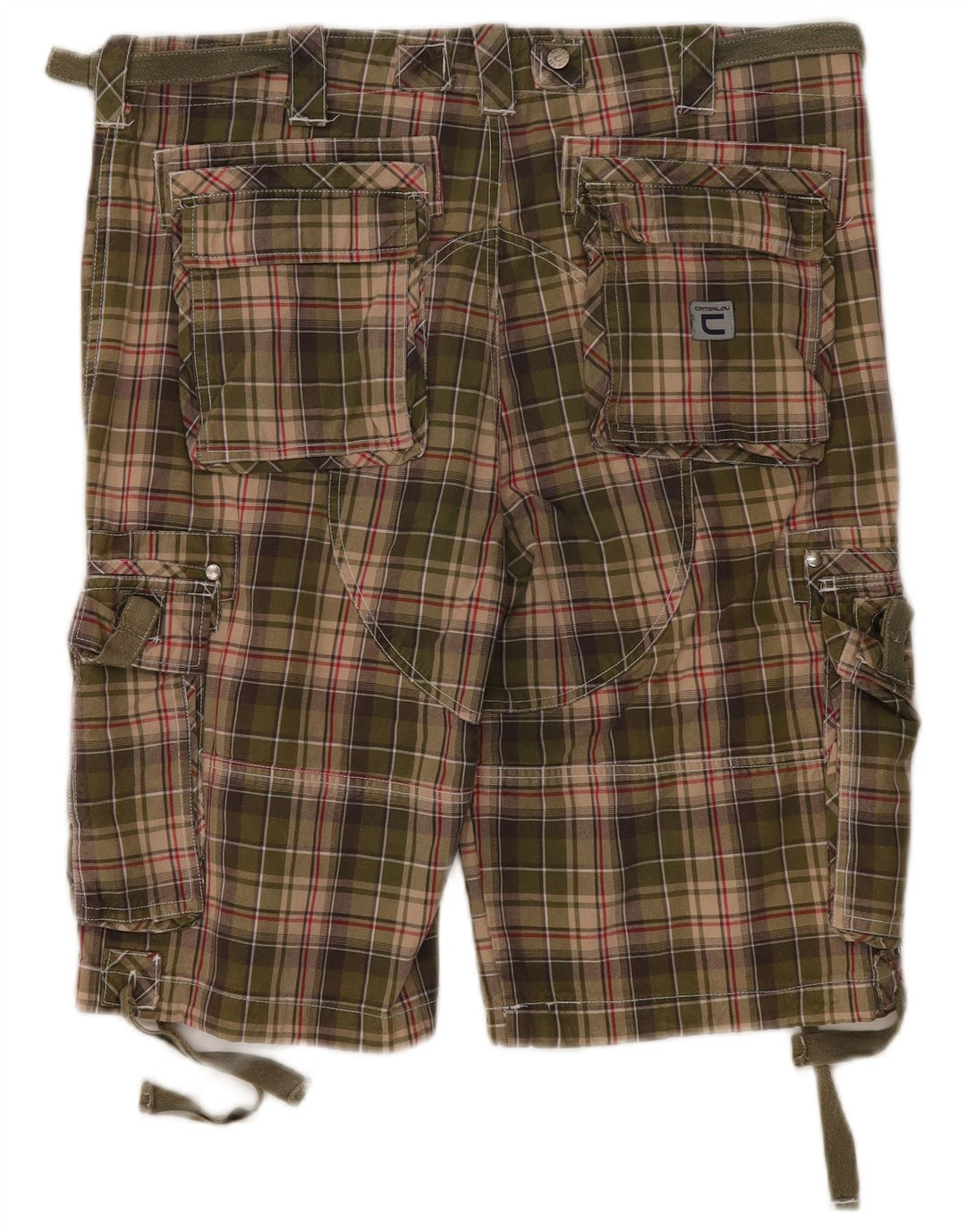 Shorts cargo masculino Catbalou IT 50 grande W38 cáqui xadrez algodão