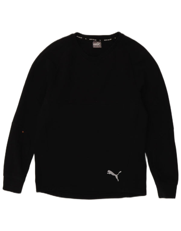 Puma Mens Top Manga Longa Pequeno Algodão Azul Marinho