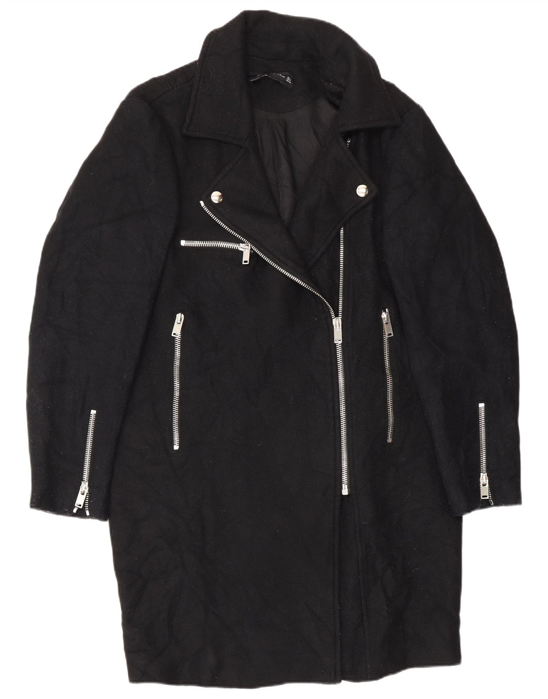 Sobretudo feminino Zara UK 14 lã preta média