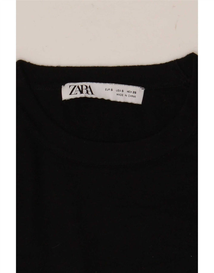 Zara Suéter feminino com gola redonda e gola redonda, preto pequeno, 10
