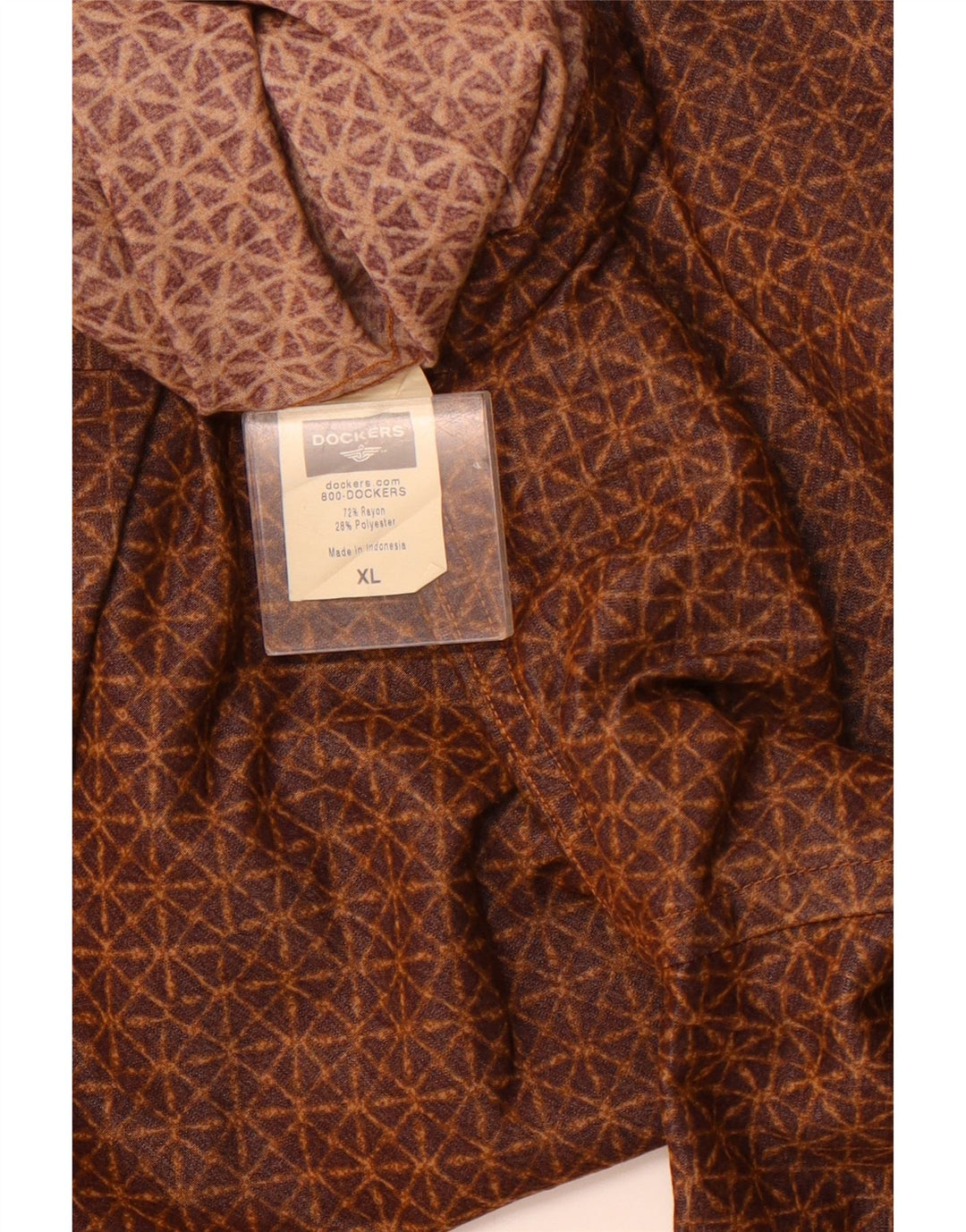 Camisa masculina de manga curta DOCKERS XL marrom geométrico rayon