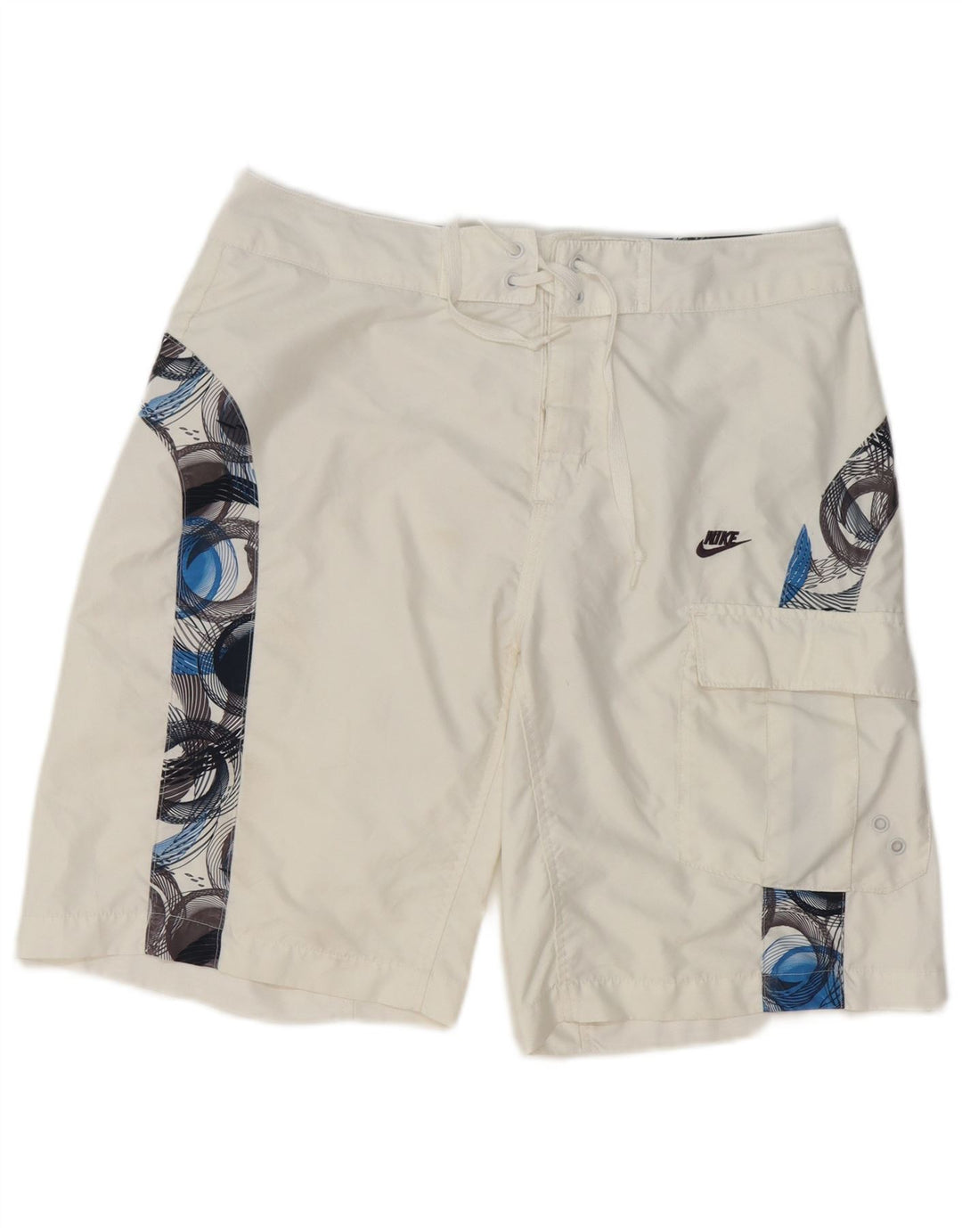 Shorts de natação masculinos Nike Graphic médio branco geométrico poliéster