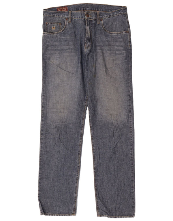 Marlboro Classics Mens Straight Jeans W33 L32 Azul Algodão