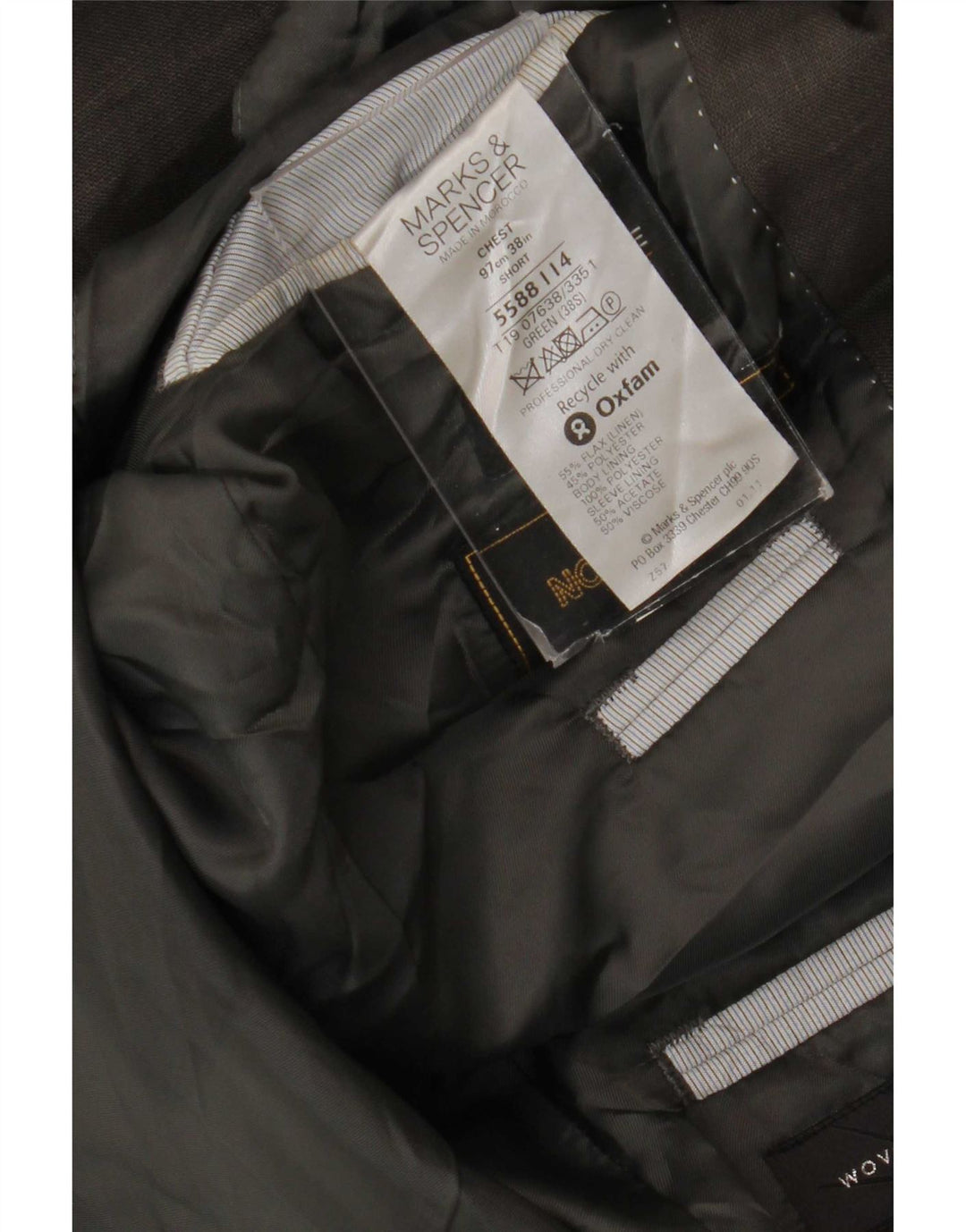 Jaqueta blazer masculina de 2 botões Marks & Spencer Reino Unido 38 linho verde médio