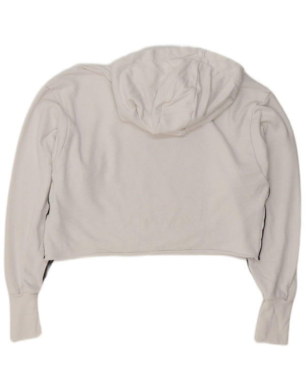 Adidas feminino oversized gráfico colheita moletom com capuz Reino Unido 4/6 XS algodão branco
