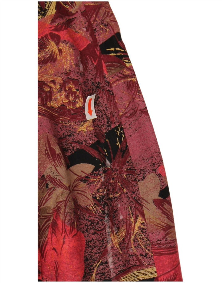 Conjunto de saia feminina vintage de 2 peças Reino Unido 12 médio W27 Borgonha floral retrô