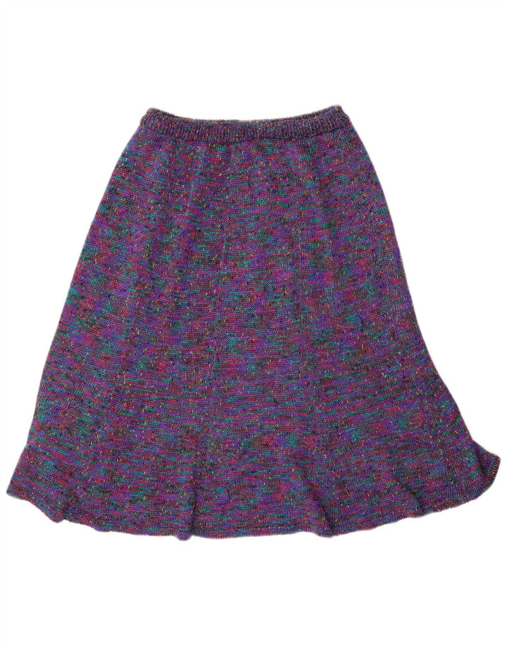 Saia feminina vintage evasê média W32 multicolorida manchada