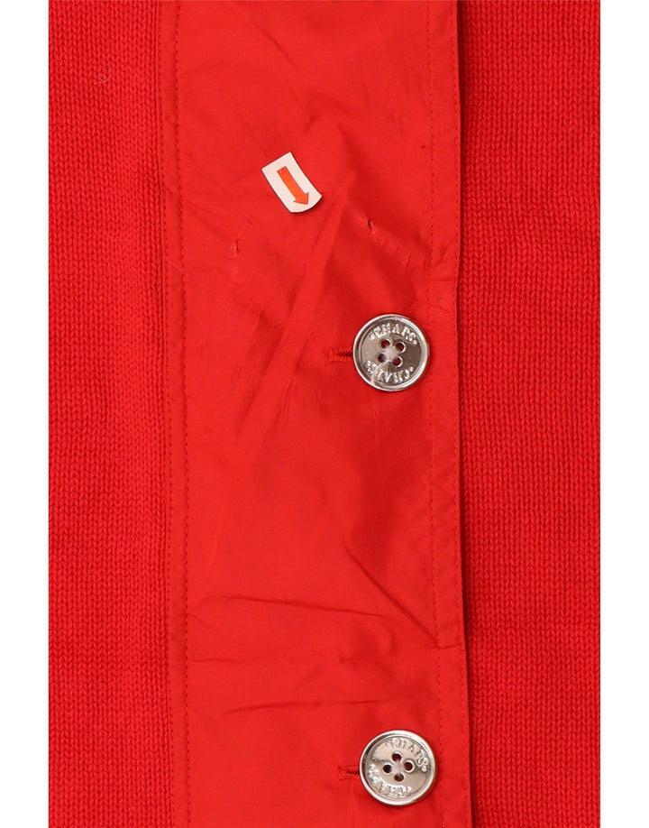 Suéter cardigã feminino sem mangas CHAPS Reino Unido 16 grande algodão vermelho