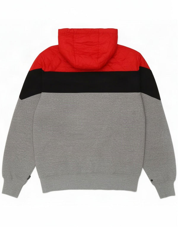 Sneaker Freak Suéter masculino com capuz e zíper grande cinza colorblock algodão