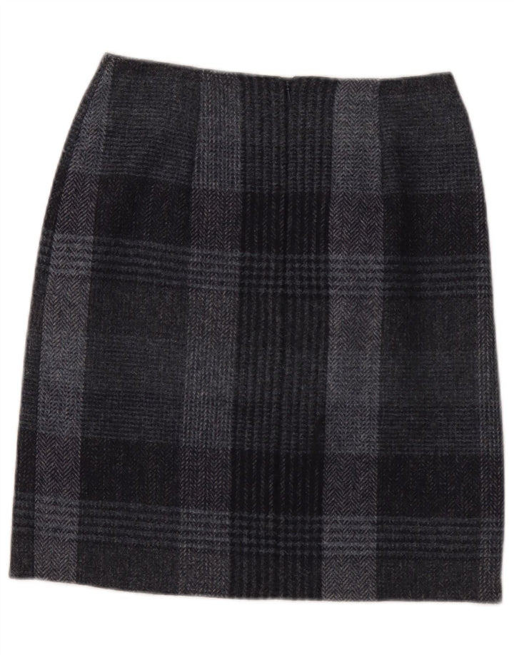 Saia lápis feminina Hobbs UK 8 pequena W28 lã xadrez cinza