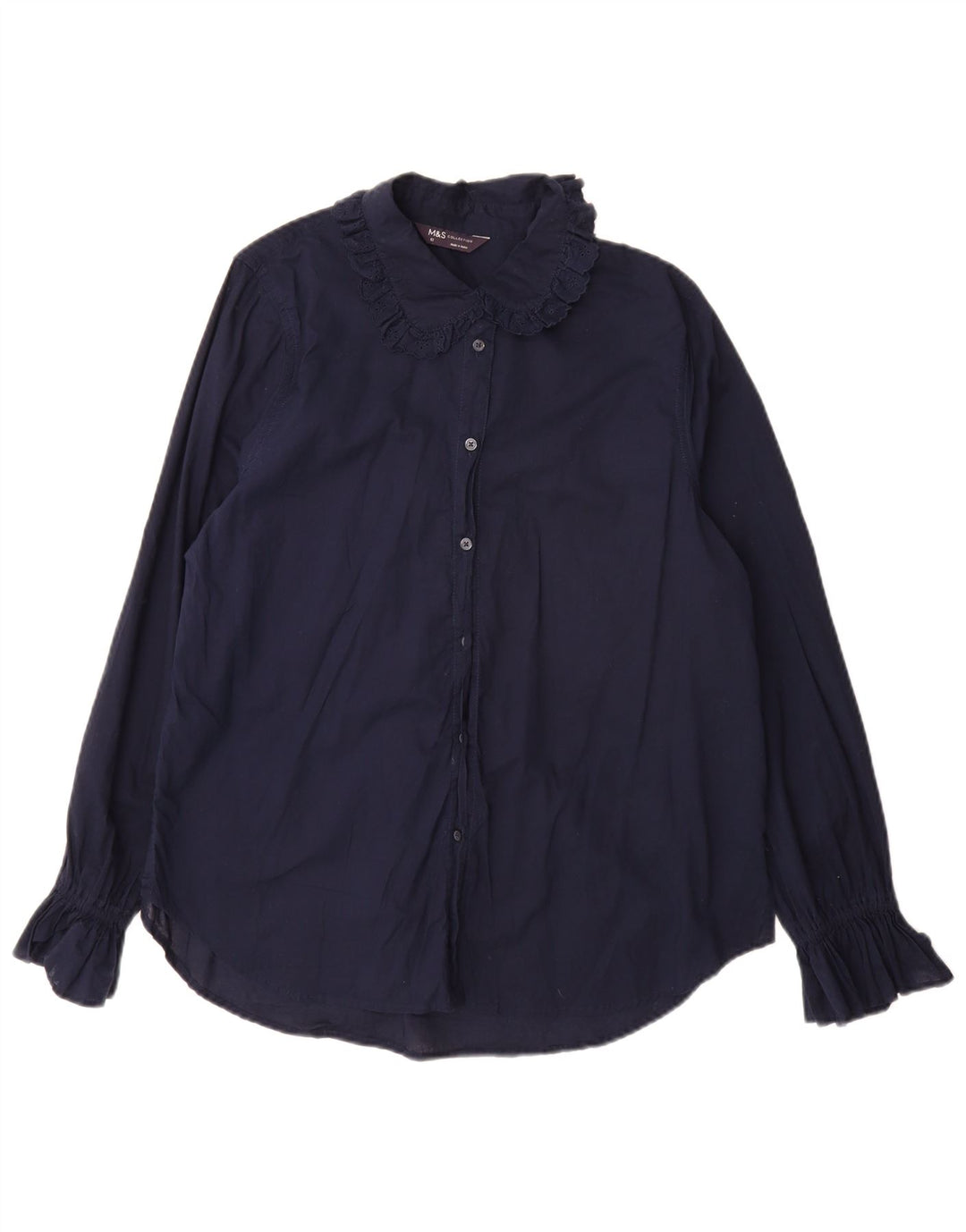 Blusa feminina Marks & Spencer Reino Unido 12 algodão azul marinho médio