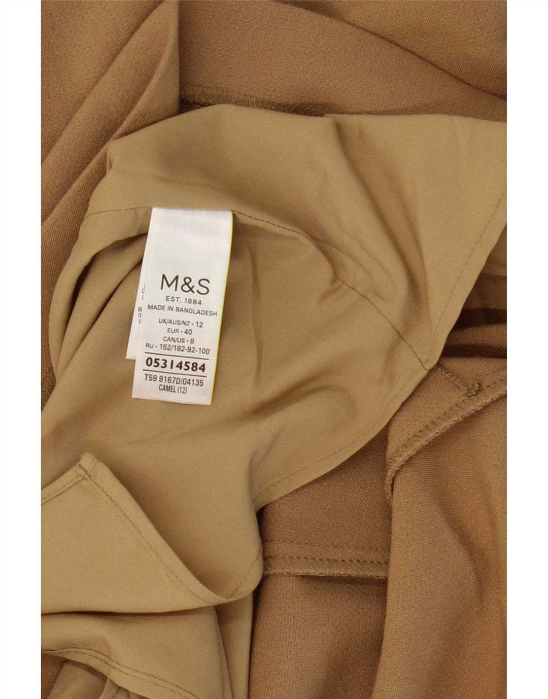 Vestido feminino Marks & Spencer com bainha sem ombro Reino Unido 12 médio bege