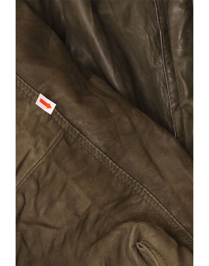 Jaqueta de couro masculina vintage IT 52 XL couro cáqui