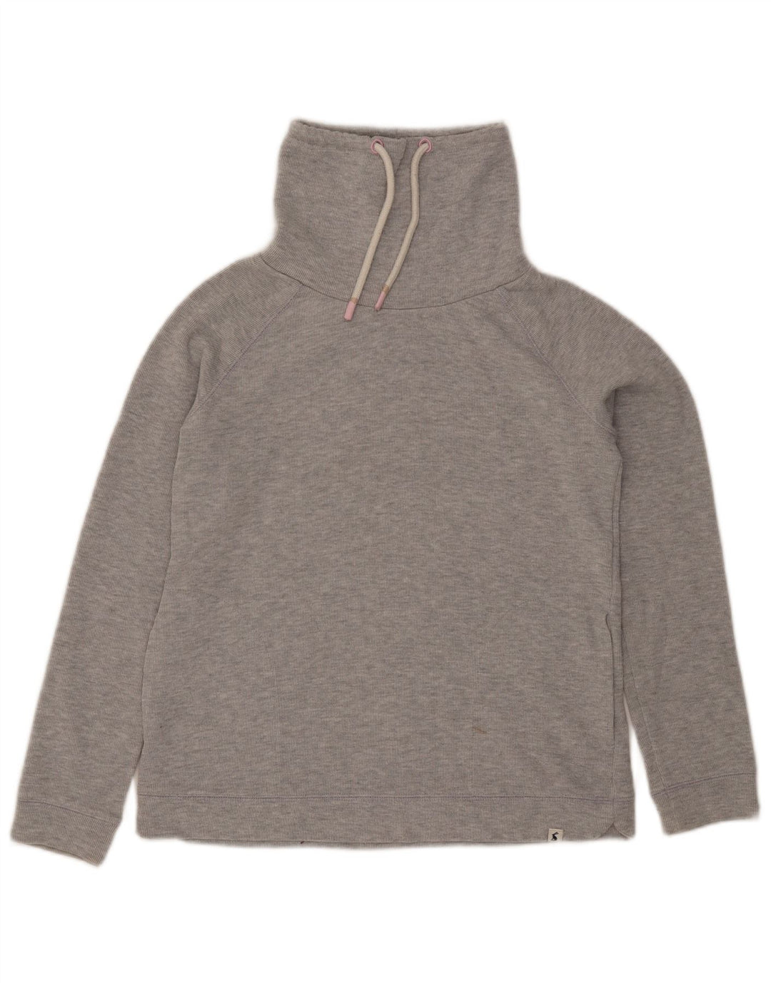 Suéter feminino Joules com gola redonda e algodão manchado cinza médio UK 12
