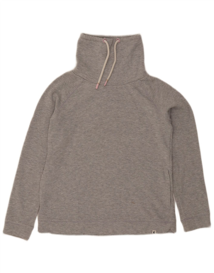 Suéter feminino Joules com gola redonda e algodão manchado cinza médio UK 12