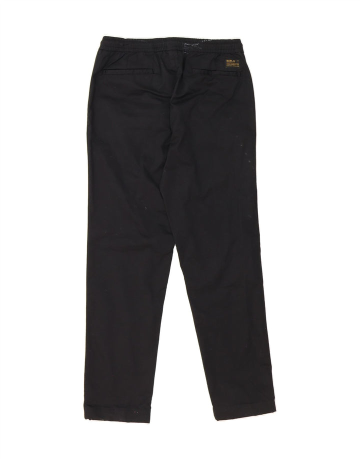 REPLAY Mens Straight Casual Trousers W30 L29 Black Cotton Vintage Replay and Second-Hand Replay from Messina Hembry 