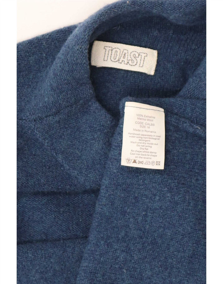 Suéter feminino Toast com gola tartaruga Reino Unido 14 lã merino azul médio