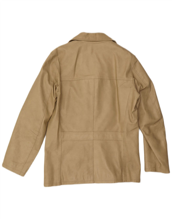 Jaqueta de couro masculina Sasch UK 38 couro bege médio