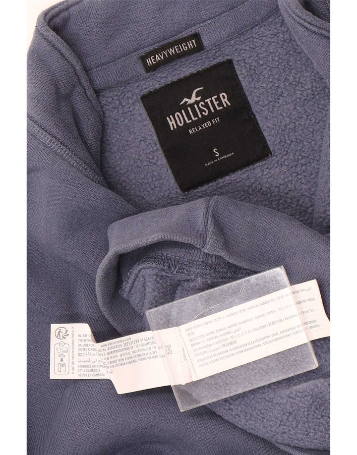 Moletom masculino Hollister com zíper e gola em algodão azul pequeno