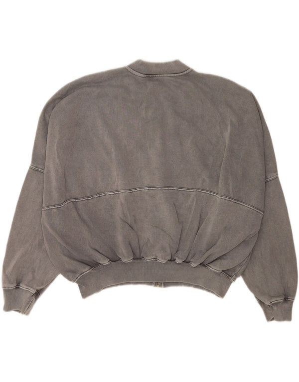Zara Womens Oversized Tracksuit Top Jacket Reino Unido 10 Pequeno Algodão Cinza