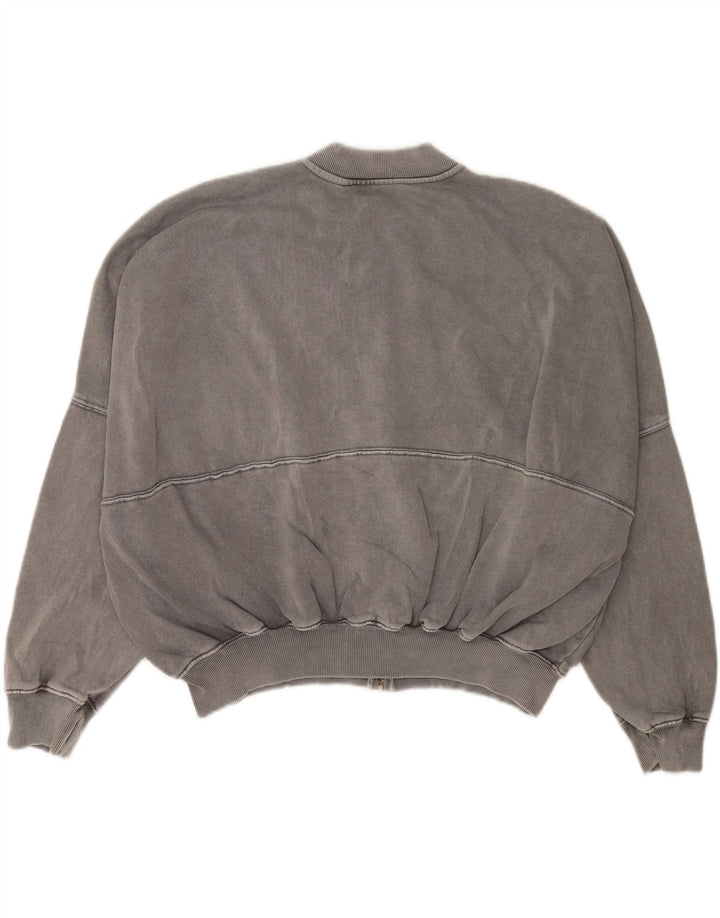 Zara Womens Oversized Tracksuit Top Jacket Reino Unido 10 Pequeno Algodão Cinza