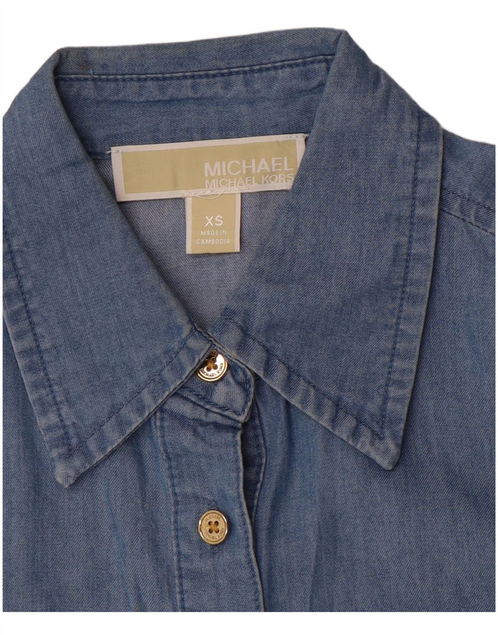 MICHAEL KORS Camisa jeans feminina grande Reino Unido 6 XS Azul