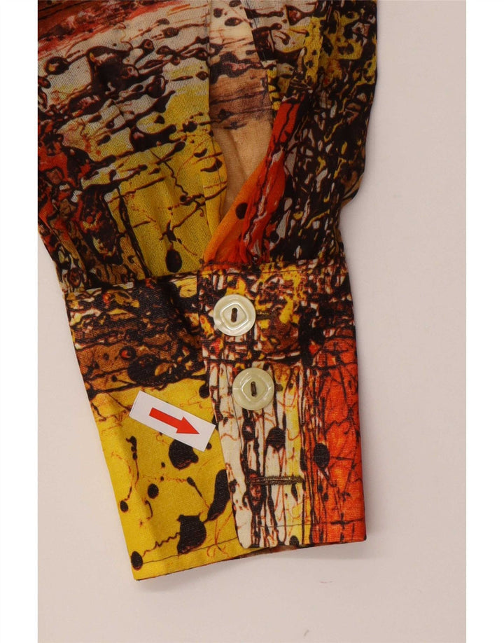 Blusa feminina vintage com estampa abstrata UK 12 média multicolorida
