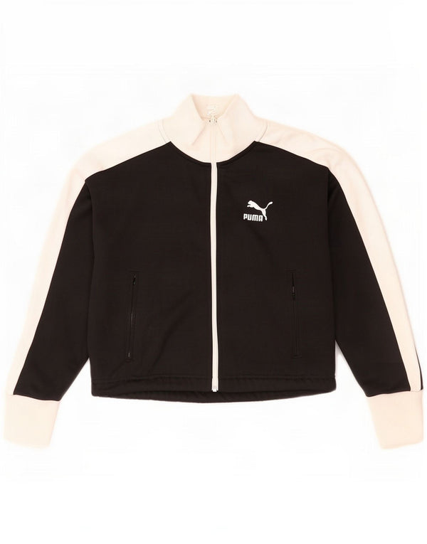 Puma Womens Crop Tracksuit Top Jacket UK 6 XS Preto Colourblock Poliéster