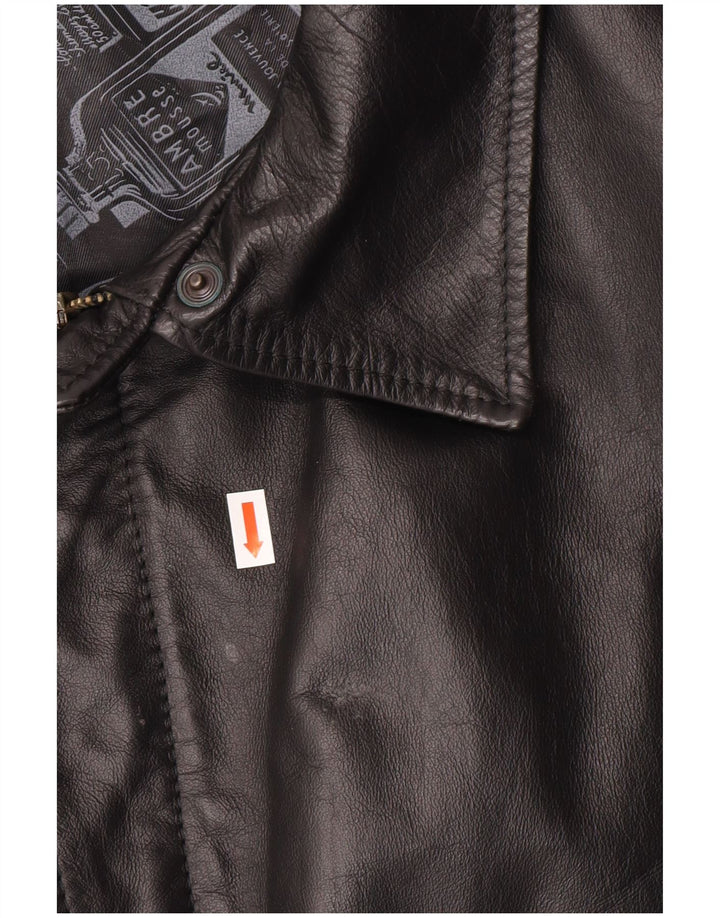 Jaqueta de couro bomber militar vintage masculina UK 42 XL preta