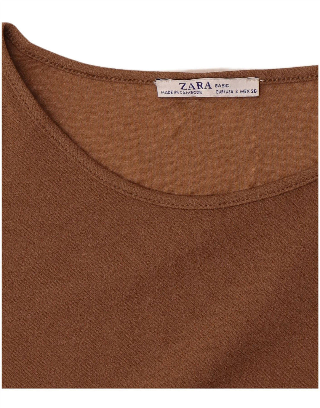 Vestido feminino Zara manga 3/4, Reino Unido 10 pequeno marrom