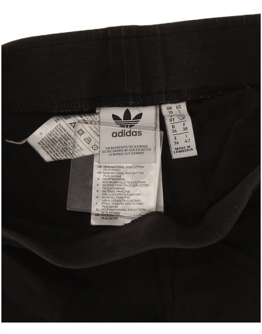 Leggings Adidas Femininas UK 10 Pequenas Algodão Preto