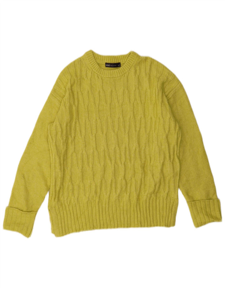 Suéter feminino Marks & Spencer com gola redonda Reino Unido 14 médio amarelo