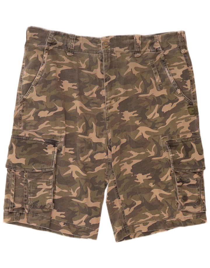Shorts cargo masculino VINTAGE W36 grande algodão camuflado cáqui