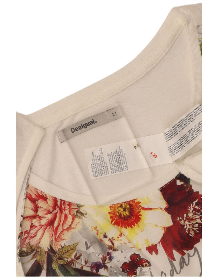 Túnica feminina Desigual com estampa gráfica UK 12 viscose floral branca média