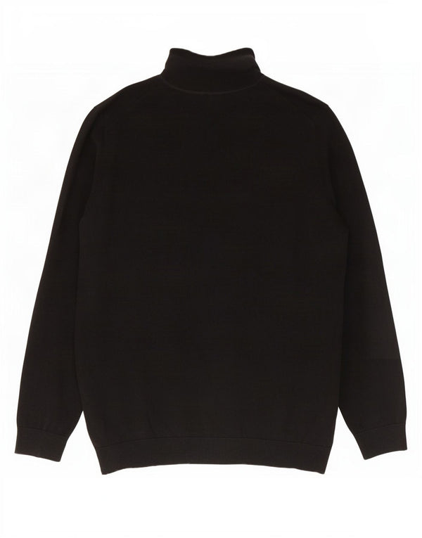 Suéter masculino Marks & Spencer com gola redonda, grande algodão preto