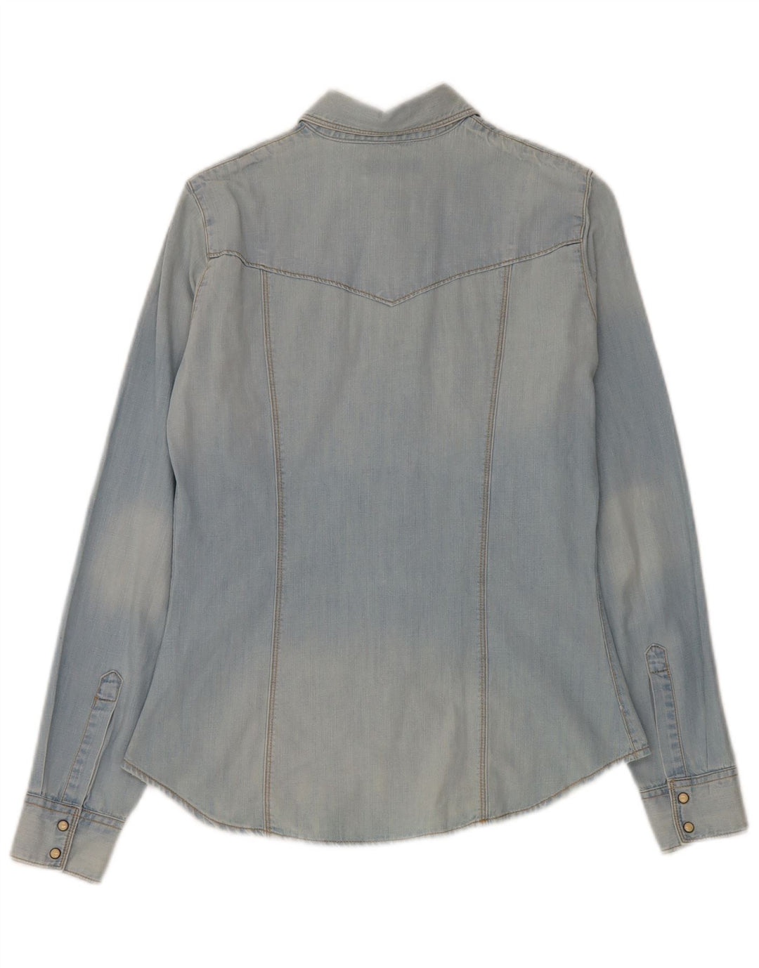 Camisa jeans feminina Guess UK 10 algodão azul pequeno