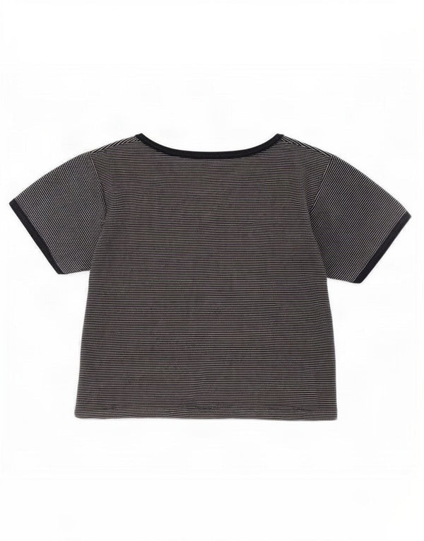 Camiseta feminina Champion UK 14 grande algodão listrado azul marinho