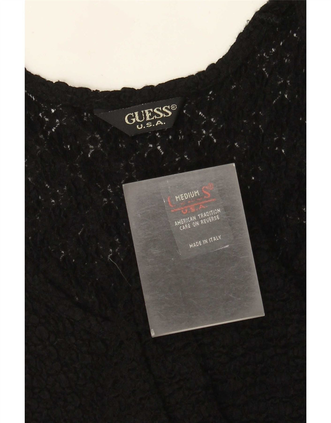 Blusa feminina de renda Guess UK 12 médio preto floral