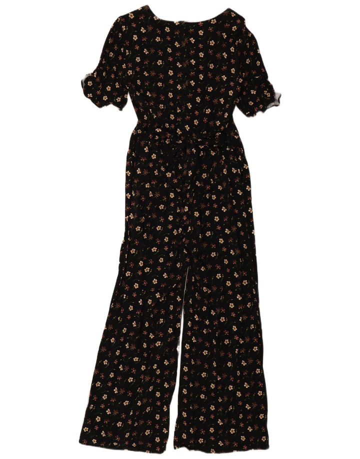 Macacão feminino Oasis de manga curta UK 14 médio preto floral