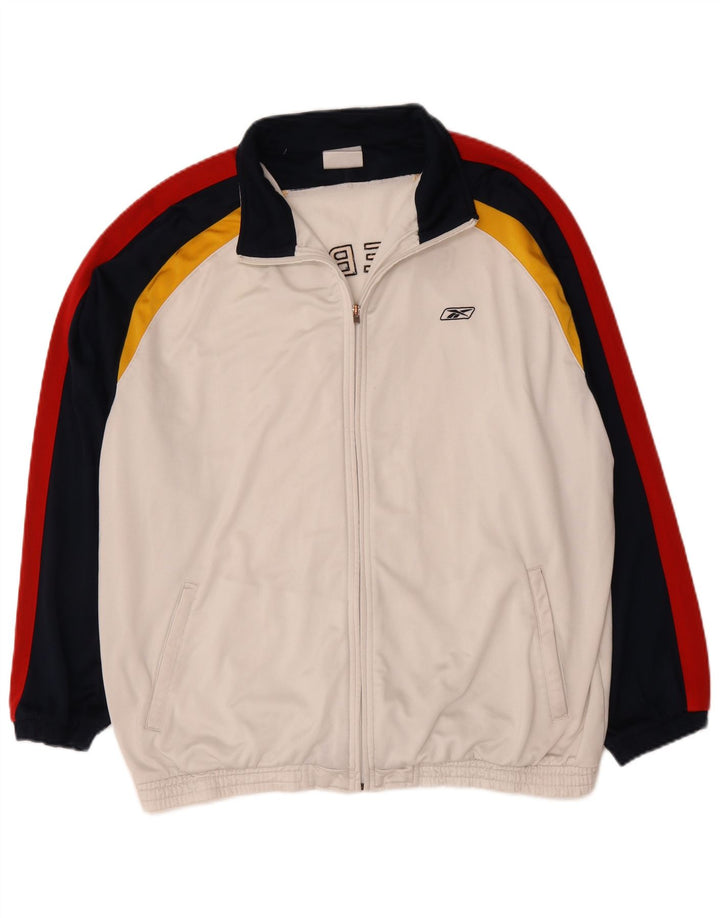 Jaqueta masculina Reebok Graphic Loose Fit agasalho grande bloco colorido branco