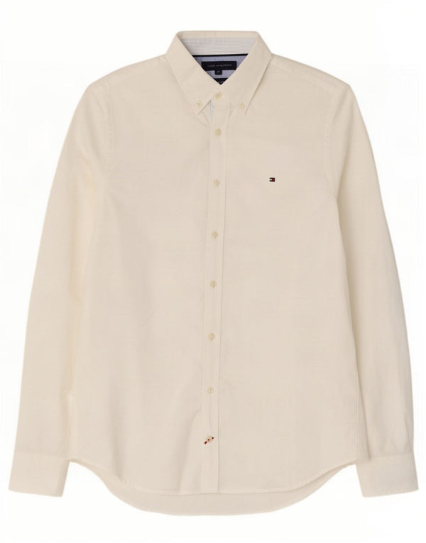 Camisa masculina Tommy Hilfiger Slim Fit médio algodão branco