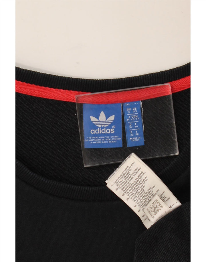 ADIDAS Womens Graphic Oversized Sweatshirt Jumper UK 6 XS Preto Listrado