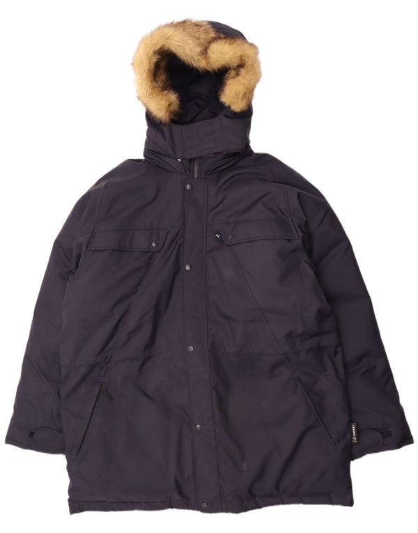 Casaco acolchoado com capuz masculino PUMA UK 42 XL azul marinho poliéster