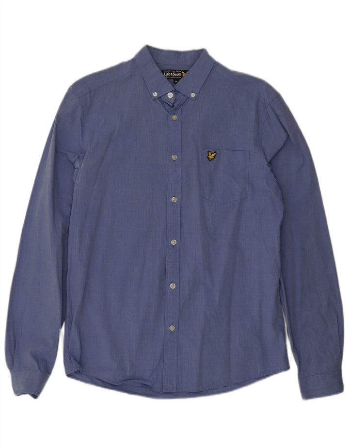Camisa masculina Lyle & Scott de algodão azul médio