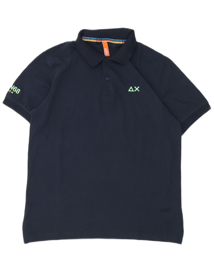 Camisa polo masculina Sun68 XL azul marinho algodão
