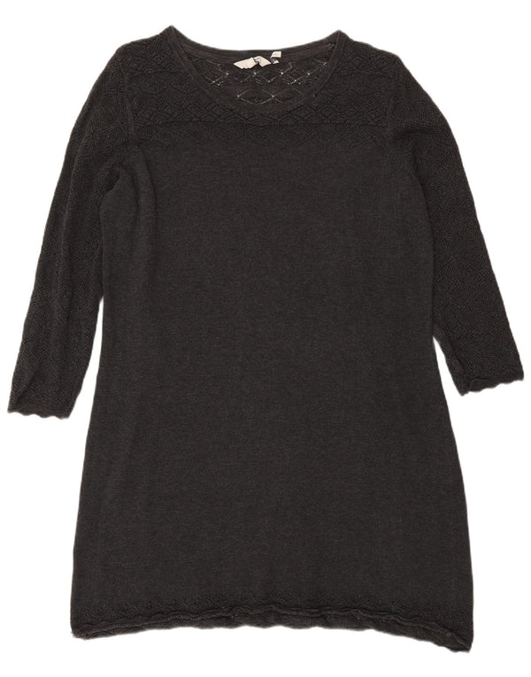 Vestido feminino de manga 3/4 Fat Face UK 14 algodão cinza médio